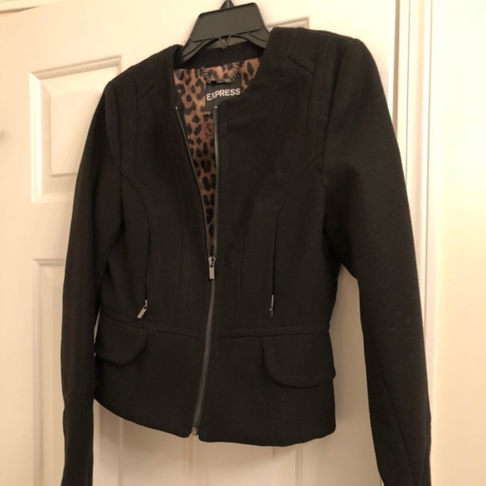 Express Black Collarless Blazer Size XS
